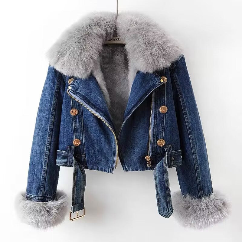 Jacket Emma - Faux Fur Denim Jacket