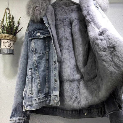 Jas Catrine - Faux Fur Denim Jas