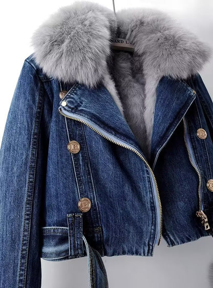 Jacket Emma - Faux Fur Denim Jacket