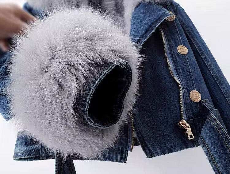 Jacket Emma - Faux Fur Denim Jacket